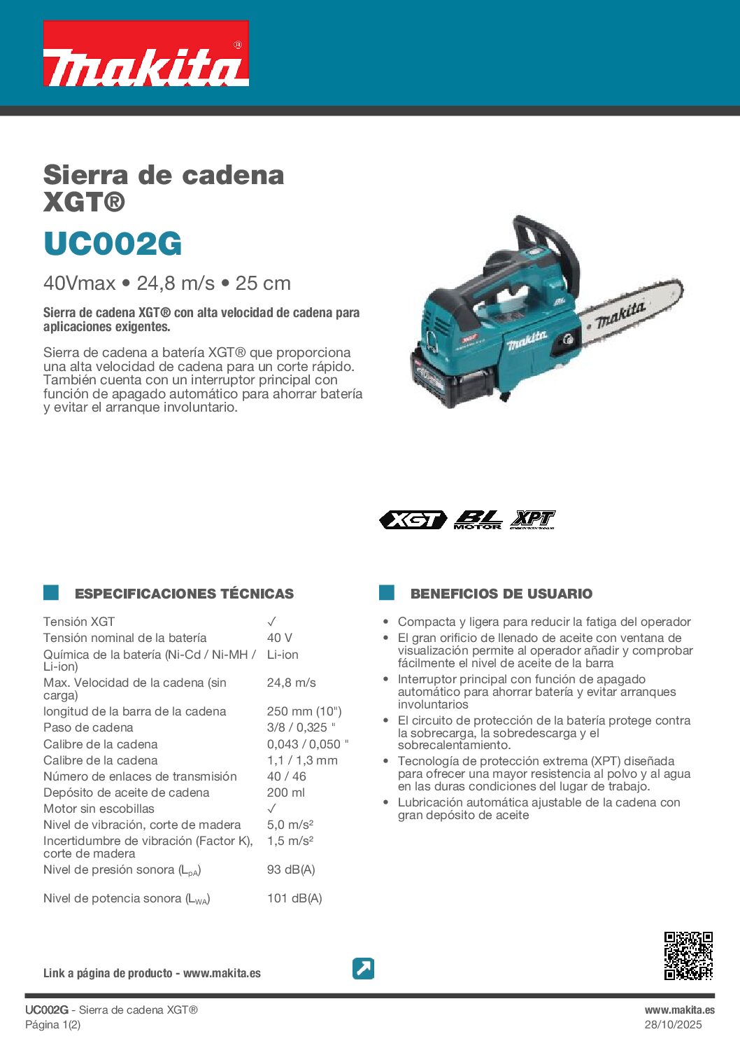 Sierra de cadena de poda XGT 25 cm - Imagen 2